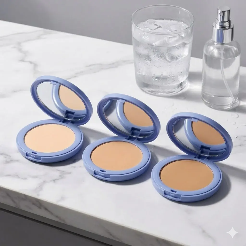 Matte Pressed Powder Cosmetic for 12H Oil-Control - Waterproof & Smudge-Proof Formula, Lightweight Compact with Mirror