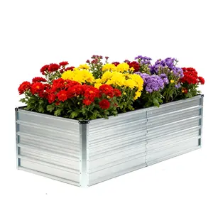 6x3x2ft Galvanized Metal Raised Garden Bed - 18 Cu Ft Outdoor Planter Box for Vegetables, Flowers, Herbs, Open Bottom Design for Healthy Root Growth