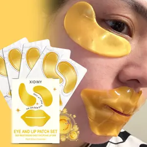 12pcs 24k Gold Collagen Eye Lip Mask Set, Dual Care for Eyes and Lips, Hydrating and Moisturizing Eye Masks, Eye Treatment Mask, Suitable for All Skin Types, Golden