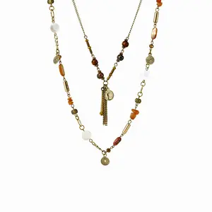 Cider DOUBLE LAYERD STONE NECKLACE