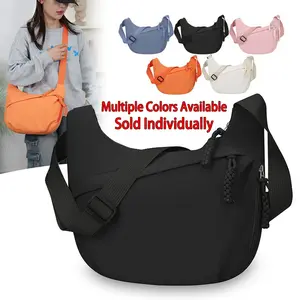 1pc Durable Nylon Crossbody Bag for Men & Women, Anti-theft Multi-layer Solid Shoulder Bag. Large Capacity for School, Work, Travel. Available in Black, Blue, White, Orange, Pink. Ideal Gift for Friends, Birthday & Holidays.