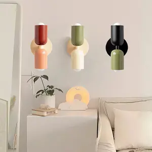 Nordic LED Macaron Wall Lamp Home Decorative Lighting Minimalist Wall Lamp Luxury Home Decor Cream Style Wall Lamp Dimming Atmosphere Light Dimmable E27 Edison Bulb Glass (Strong Wiring Type Does Not Include Bulb)