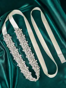 Silver Color Rhinestone Handmade Wedding Dress Party Bride Waist Belt, Elegant Bridal Accessory, Perfect for Special Occasions