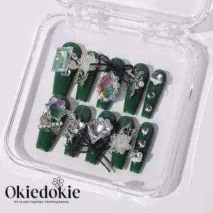 Okiedokie MYSTIC EMERALD Collections Handmade Press On Nails 10PCS