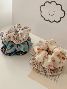 Floral & Plants Print Scrunchies, Casual Simple Hair Accessories for Women & Girls, Minimalist Headwear Suitable for Thick Hair, Ponytail