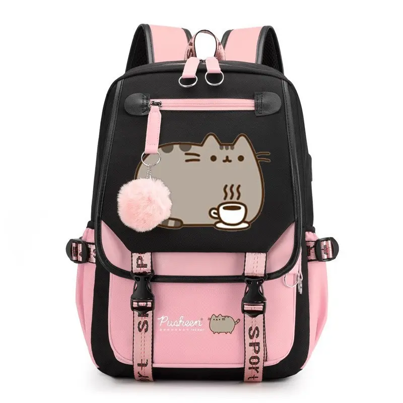 Pusheen Backpack, Cute Cat Printed Laptop Backpack, Large Capacity Student School Bag, Casual Travel Daypack, Computer Backpack for Boys Girls Teens, College Bookbag, Back to School