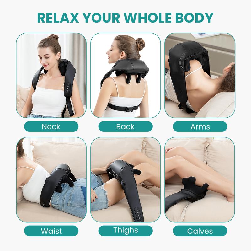 Wireless Neck Massager with Heat, Nekteck 6D Cordless Shiatsu Neck and Back Massager, for Pain Relief Deep Tissue, Ideal Gift for Men and Women