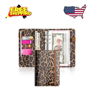 A6 Budget Binder for Money Saving, PU Leather Budget Planner with 8 Cash Envelopes