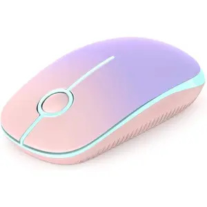 - 2.4G Slim Portable Computer  with Nano Receiver, Less Noise Mobile Optical Mice for Notebook, PC, Laptop, Computer,  (Gradient  to Purple)