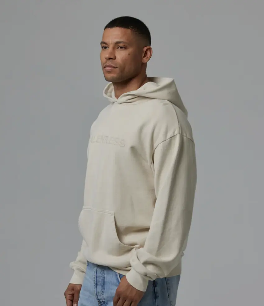 Talentless Mens Heavyweight Circle Logo Embroidered Hoodie Bone Cotton Fleece Long Sleeve Pullover Casual Tops Sweatshirts