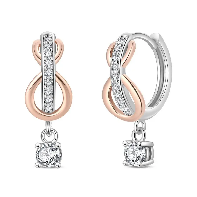 Women's Hypoallergenic 925 Sterling Silver Elegant Infinity Hoop Earrings - Cadmium-Free Fashion Costume Jewelry, Ideal Mother's Day Gift, Female, Adults, Pendants