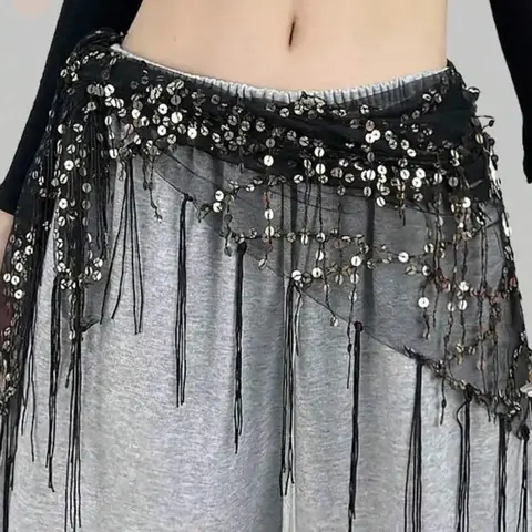 Women's Dance Sequin Fringe Waist Chain, Accessories, Triangle Scarf Design, Sparkling Dynamic Style, Perfect for Jazz Belly Dance Performances