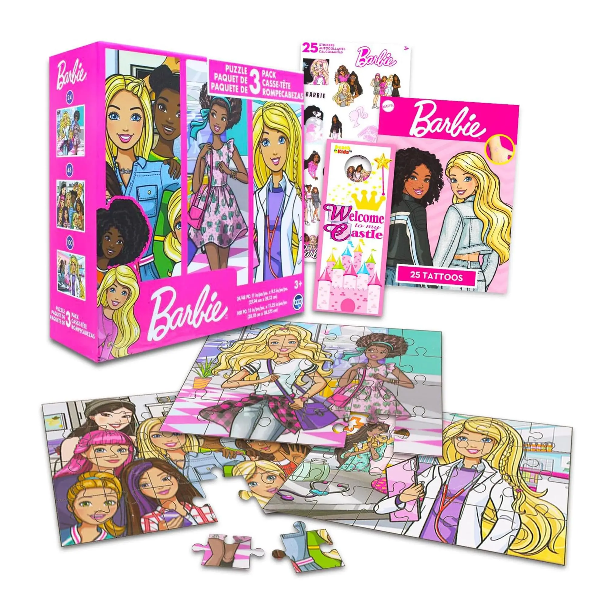 Barbie Jigsaw Puzzle 3 Pack | 24, 48, & 100 Pieces Barbie Jigsaw Puzzle 3 Pack | 24, 48, & 100 Pieces