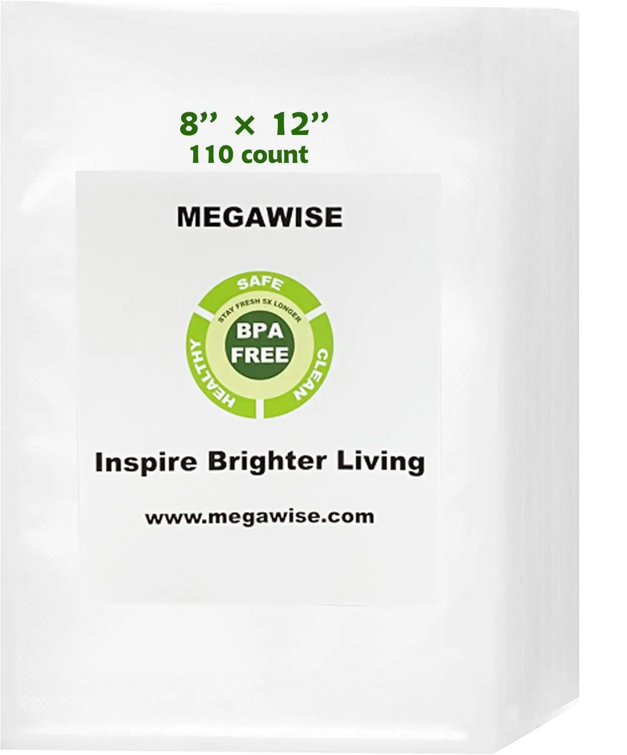 Megawise Vacuum Sealer Bags, 8''x12'' 110 Count BPA Free, Double-Sided Texture, Compatible with Vacuum Sealer Machines for Food Freshness Preservation