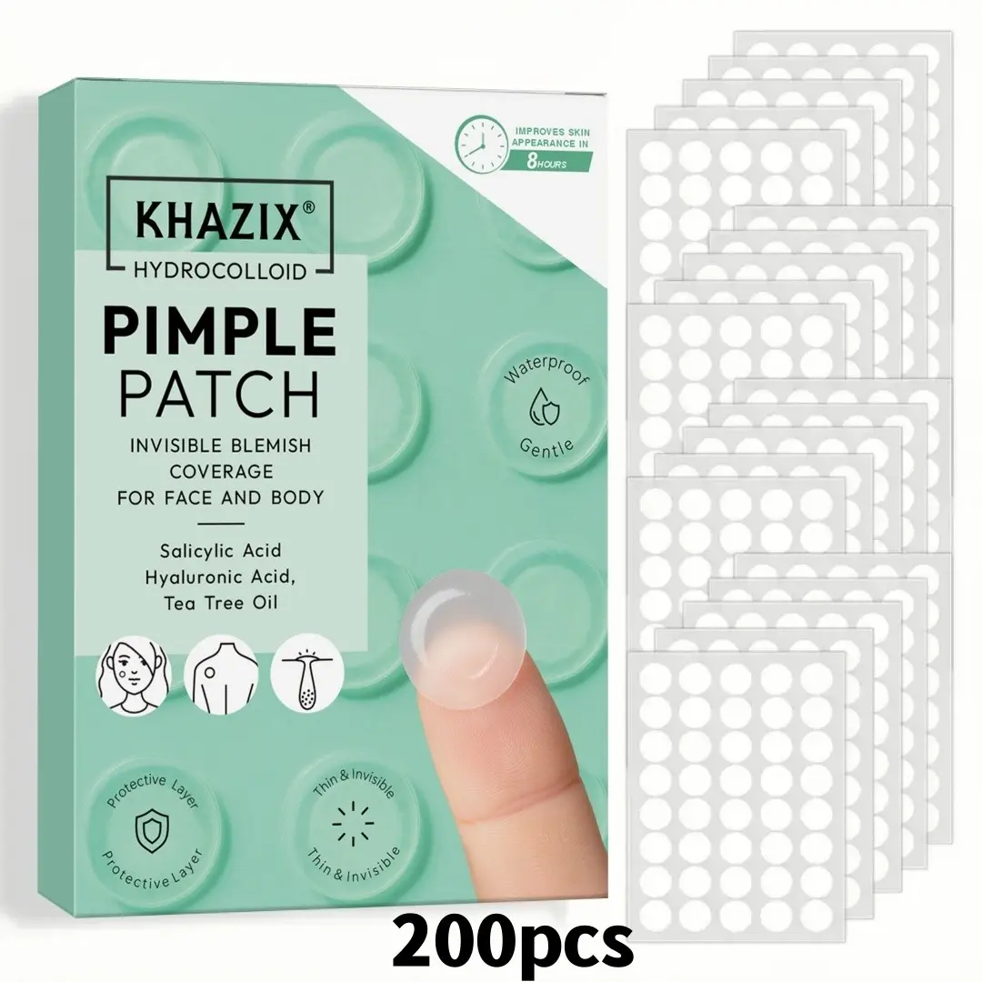200pcs Transparent Round Acne Patches, Hydrocolloid Pimple Stickers, Portable Facial Decorative Stickers, Acne Spot Treatment, Acne Clearing Products, Blemish Relief Care, Unisex, Before and After Makeup