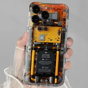 Transparent Phone Case Creative Art Transparent Internal Electrical Organization Pattern Suitable for iPhone 17 Air/16 Plus/15 Pro Max/14 Pro/13/12/11/XS Max/X Phone Case Ideal Gift for Family Friends Lovers Boyfriend Girlfriend for New Year Christmas