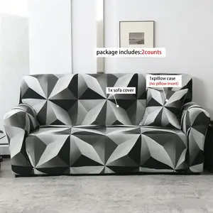 Geometric Print Stretch Sofa Cover, Soft Breathable Pet Friendly, Modern Indoor Design, Home Decor, 1/2/3/4 Seater