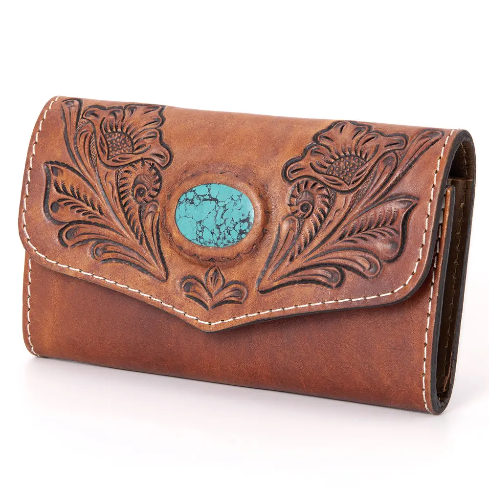 American Darling Wallet Hand Tooled Genuine Leather Western Women Bag | Handbag Purse Wristlet Travel Clutch