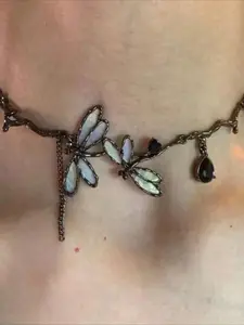 Vintage Unique Punk Gothic Dragonfly Waterdrop Geometric Pendant Necklace Vacation Music Festival Party Couple's Gift Halloween Dainty Layering Jewelry Butterfly Necklace Dainty Boho Necklace