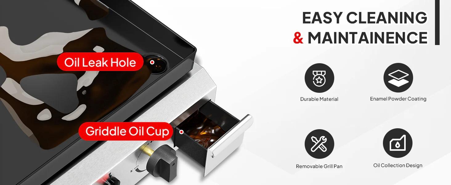 [TOP RATED - FLASH SALE] ROVSUN 2-Burner 20000 BTU Portable Rolling Propane Outdoor Griddle with Stand & Lid