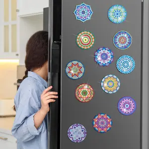 12pcs Refrigerator Diamond Art Magnets - Easy DIY Kits For Adults - Classic Mandala Home Decors