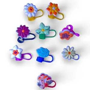 Vibrant Colorful Flower Leaf Mushroom Straw Topper for Cups and Tumblers