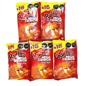 5 - PK RUFFLES MEGA CRUNCH, Sabritas Chips, Snack Crispy Crunchy Bite - 50 GRAMS PER BAG - MEXICAN CHIPS - PAPITAS MEXICANAS - SABRITAS MEXICANAS