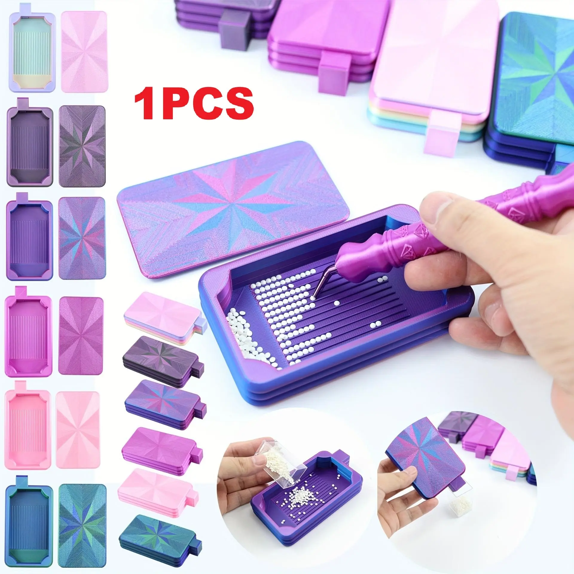 1pcs Colorful New Diamond Painting Tray with Lid, Storage Tray Design, Accessories & Tools, Suitable for 5D Diamond Painting Set