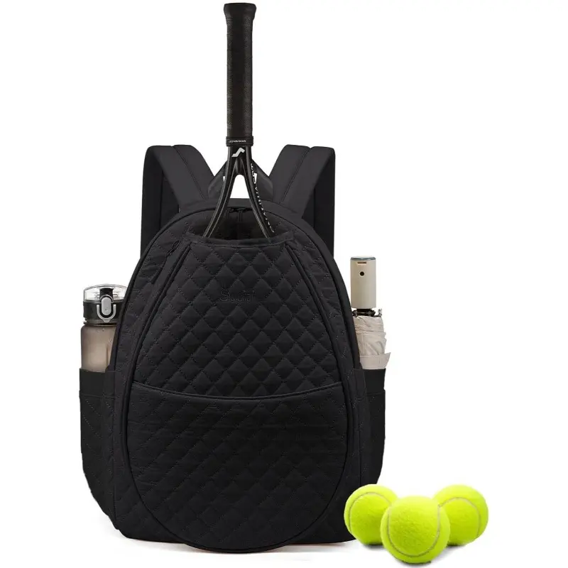 Women's Quilted Tennis Backpack with Tennis Racket Holder and Kayak Racket Storage - Multi-Sport Durable for Tennis, Badminton, Paddy Field - Spacious Main Compartment, Side Pockets, Padded Back Panel and Comfortable Carry Straps - Stylish Sports Gear Org