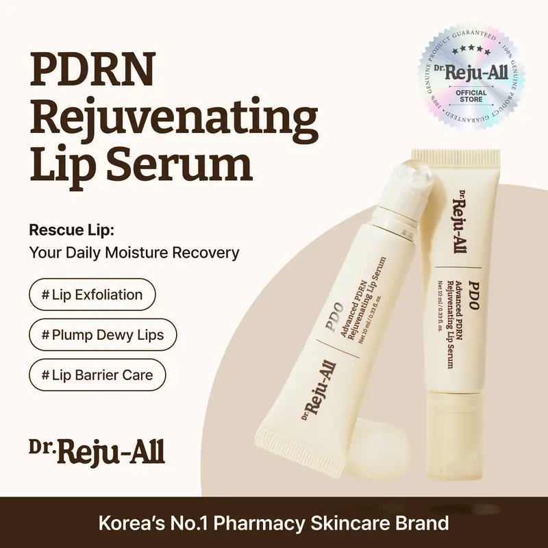 [Official] Dr.Reju-All Advanced PDRN Rejuvenating Lip Serum – Hydrating Lip Balm with Lipozip PDRN for Glowy, Dewy Lips – Gentle Exfoliating & Smoothing Lip Moisturizer – Hibiscus & Lactic Acid – 0.3 Fl Oz, Aha, Mild