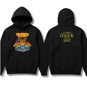 Five Nights at Freddy's Halloween Horror Nights 2025 Hoodie, 2 Sides Design, Spooky Animatronic Theme for Fans, Perfect for Halloween Enthusiasts and Gamers