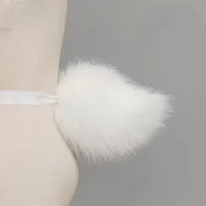 2Pcs/set New Handmade Furry Anime Dog Ear Headband Tail Props Cosplay Plush Simulation Animal Short Tail Accessories