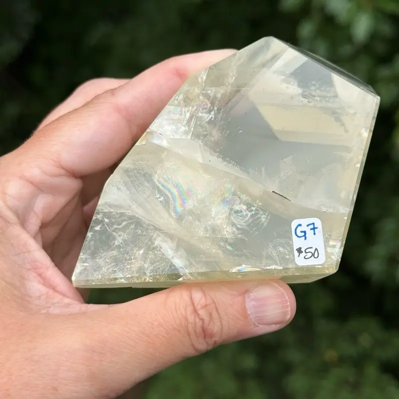 Honey Optical Calcite G50 (Iceland Spar)- natural crystal - polished