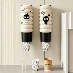 Magnetic Wall Mount Cup Dispenser, No Drill Self-Adhesive Cup Holder for Paper Plastic Coffee Cups Home Kitchen Office