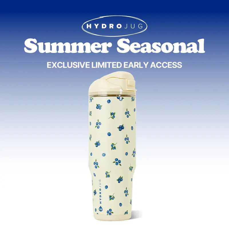 HydroJug Ease2o Water Bottle with Straw & Chug Lid, Stainless Steel, Vented Cap to Help Reduce Pressure, Water-Level Window, Cup Holder Friendly, Non-Slip Base