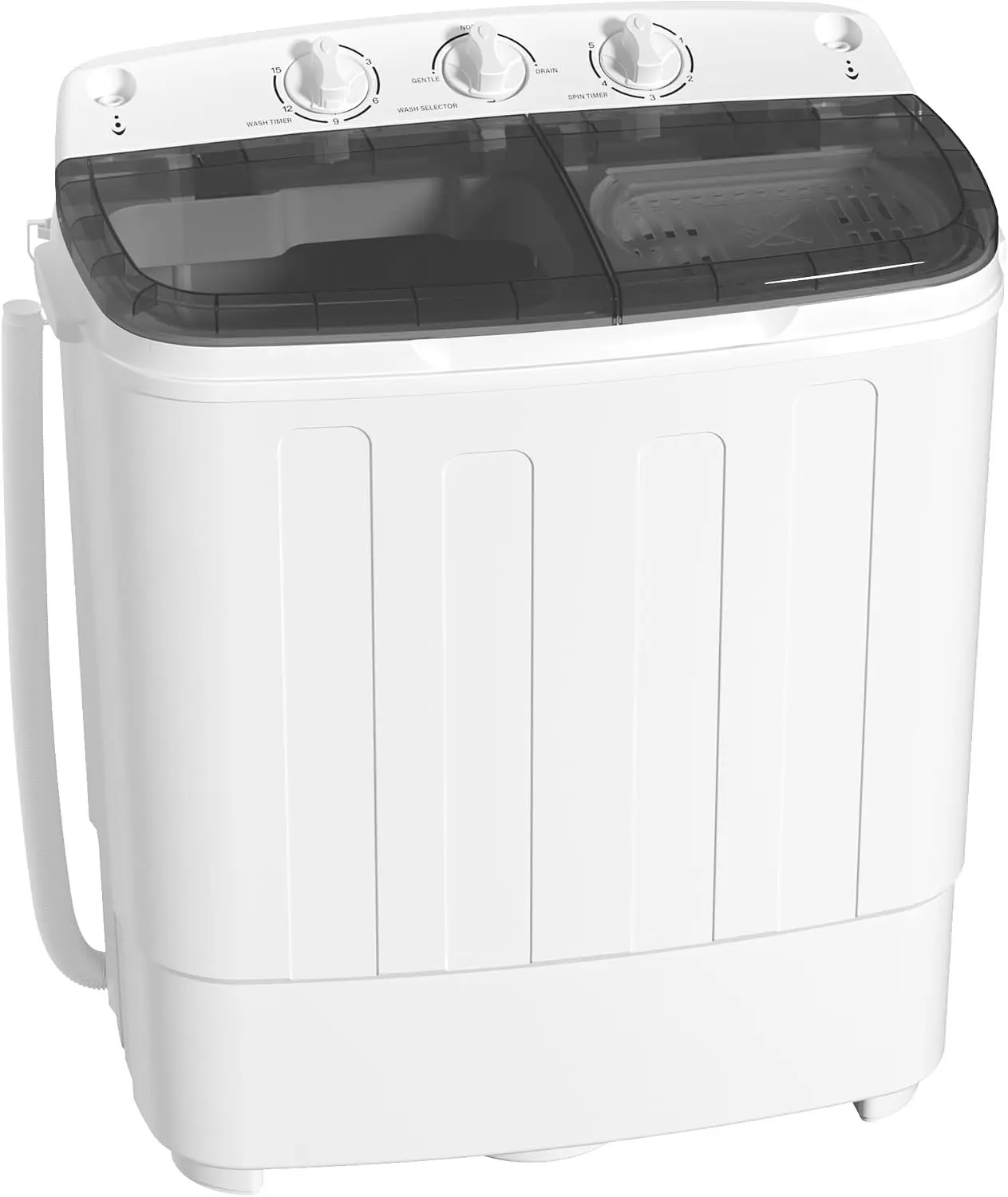 Greenvelly Portable Washing Machine, 15lbs Twin Tub Washer and Spinner Combo, Semi‑Automatic 9.5lbs Wash & 4.5lbs Spin Mini Compact Laundry Machine for Dorms, Apartments, RVs, Camping (White & Blue)