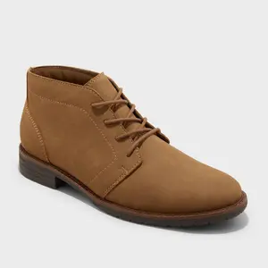Men's Jerad Chukka Boots - Goodfellow & Co Brown 7: Lace-Up, Cushioned Insole, Faux Suede