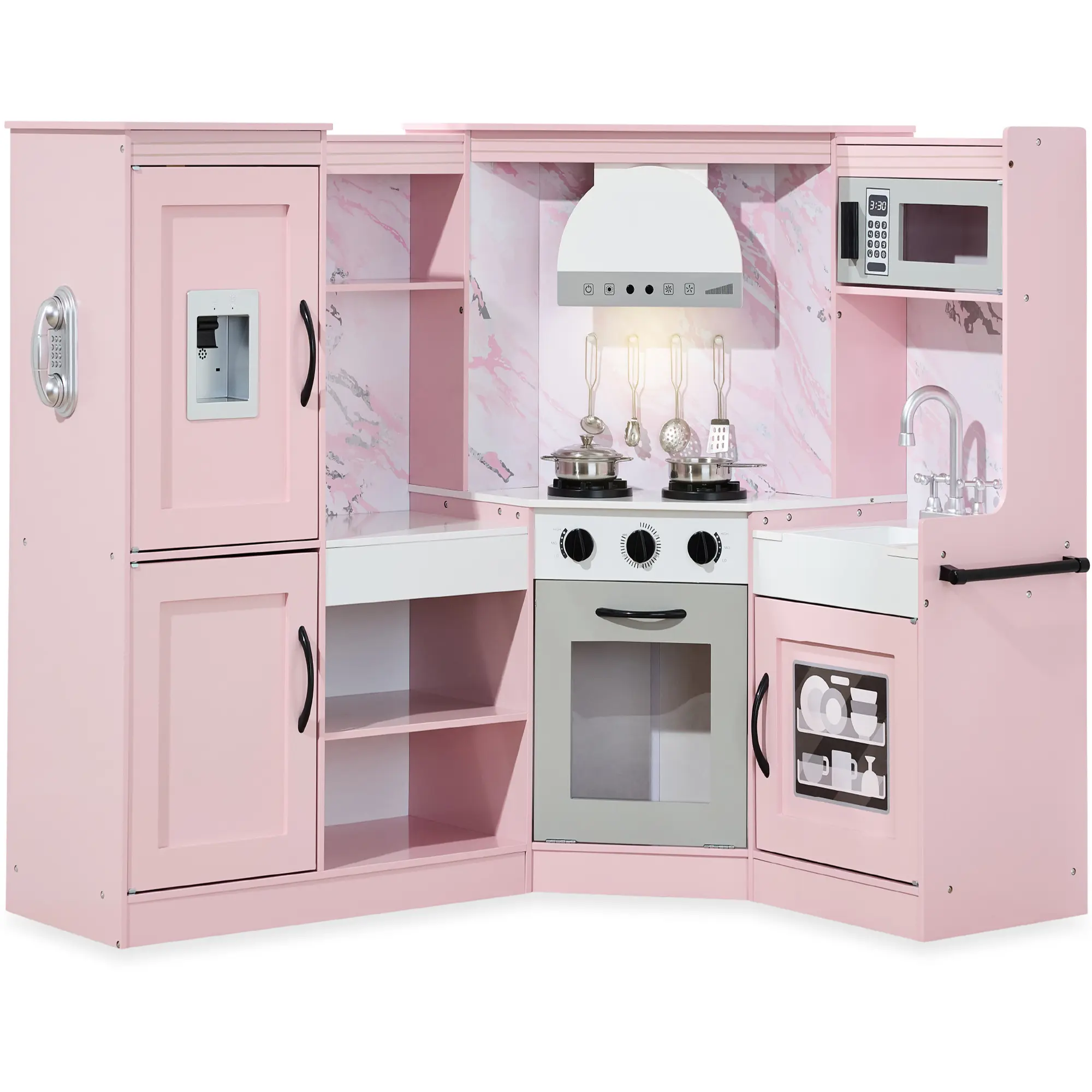 Best Choice Products Pretend Play Corner Kitchen, Ultimate Wooden Toy Set for Kids w/ 6 Accessories Best Choice Products Pretend Play Corner Kitchen, Ultimate Wooden Toy Set for Kids w/ 6 Accessories