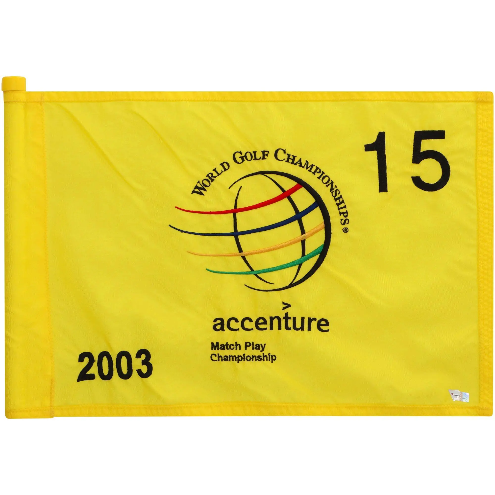 PGA Tour Event-Used #15 Yellow Pin Flag from The Accenture Match Play Championship on February 27th to March 2nd, 2003 - Fanatics Authentic Certified