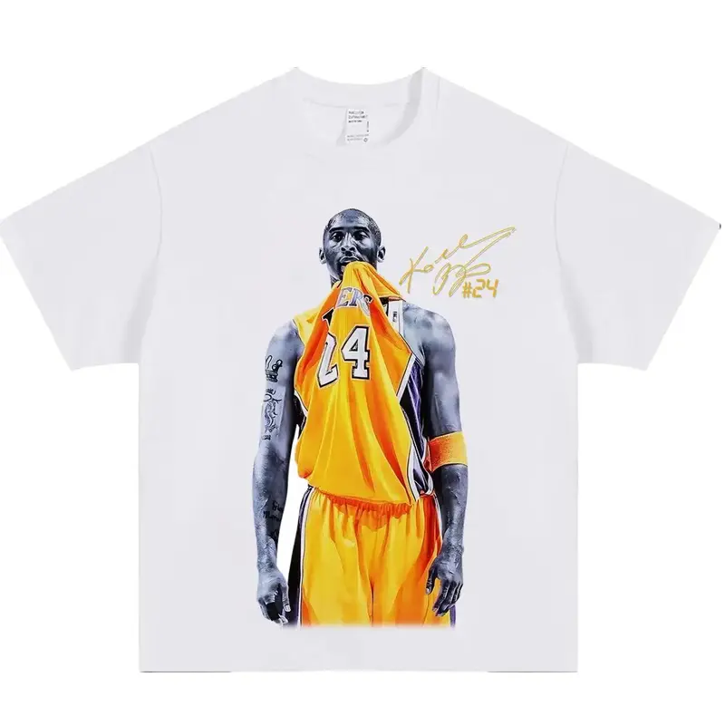 Men's Retro Kobe Bite Shirt Character T-shirt - Signature Pattern T-shirt - Oversized Cotton Casual Summer Street Top, casual streetwear top