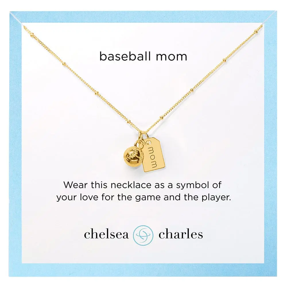 CC Sport Baseball Mom Double Charm Necklace