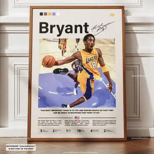 Kobe Bryant Poster, Bryant Lakers, NBA Basketball Print, Basketball Legend Decor, Sports Artwork, Icon, Iconic Posters,Kobe Wall Art