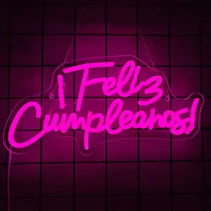 Neon Sign,Happy Birthday Sign,Spanish Happy Birthday LED Neon Light with  USB Powered,Birthday Party Neon Wall Sign for Home,Bar,Fiesta,Latino Celebration Decor