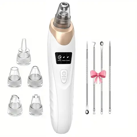 Electric Pore Cleanser Set with Acne Needle, Three Speeds Five Suction Heads, Deep Facial Cleaning Tool, Multifunctional Gift Kit, Vacuum Facial Cleaner, Facial Cleansing Equipment