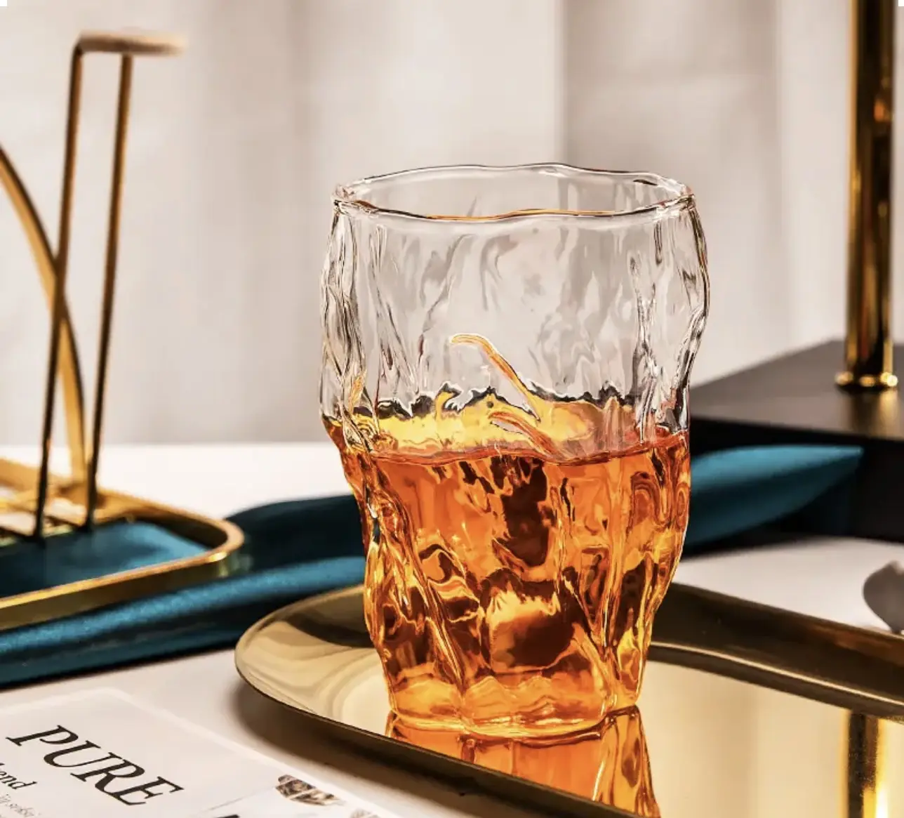 Clear Glass Ice Bucket with Unique Design for Home Decor and Beverage Serving