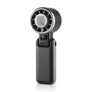 Portable Handheld Fan with Digital Display – Ice-Cooling, 5-Speed Turbo, 12H Rechargeable USB Personal Fan for Travel, Outdoor, Camping, Hiking, Beach, Summer, Desk, Home, Compact Rotating Fan for Hot Weather & Summer Adventures