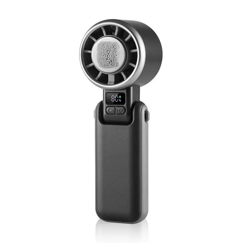 Portable Handheld Fan with Digital Display – Ice-Cooling, 5-Speed Turbo, 12H Rechargeable USB Personal Fan for Travel, Outdoor, Camping, Hiking, Beach, Summer, Desk, Home, Compact Rotating Fan for Hot Weather & Summer Adventures