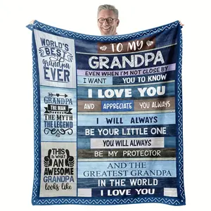 Soft Cozy Grandpa Blanket Gift for Birthday Christmas Thanksgiving Grandfather Sofa Throw Blanket from Granddaughter or Grandson Ultra Soft Comfortable Lightweight Knit Throw