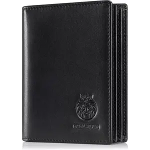 Bifold Wallet for Men Rfid Blocking Large Capacity Vertical Wallets Mens with ID Window 15 Card Slots 2  Pockets (Black)