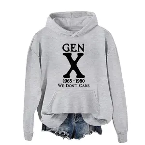 [Made in USA] Gen X 1965 1980 We Don't Care Funny Saying Hoodie Unisex, Funny Retro Generation Quote Graphic Hooded Sweatshirt, Sarcastic Statement Street Style Fleece Fabric Tops Collection For Men For Women, Perfect Gift